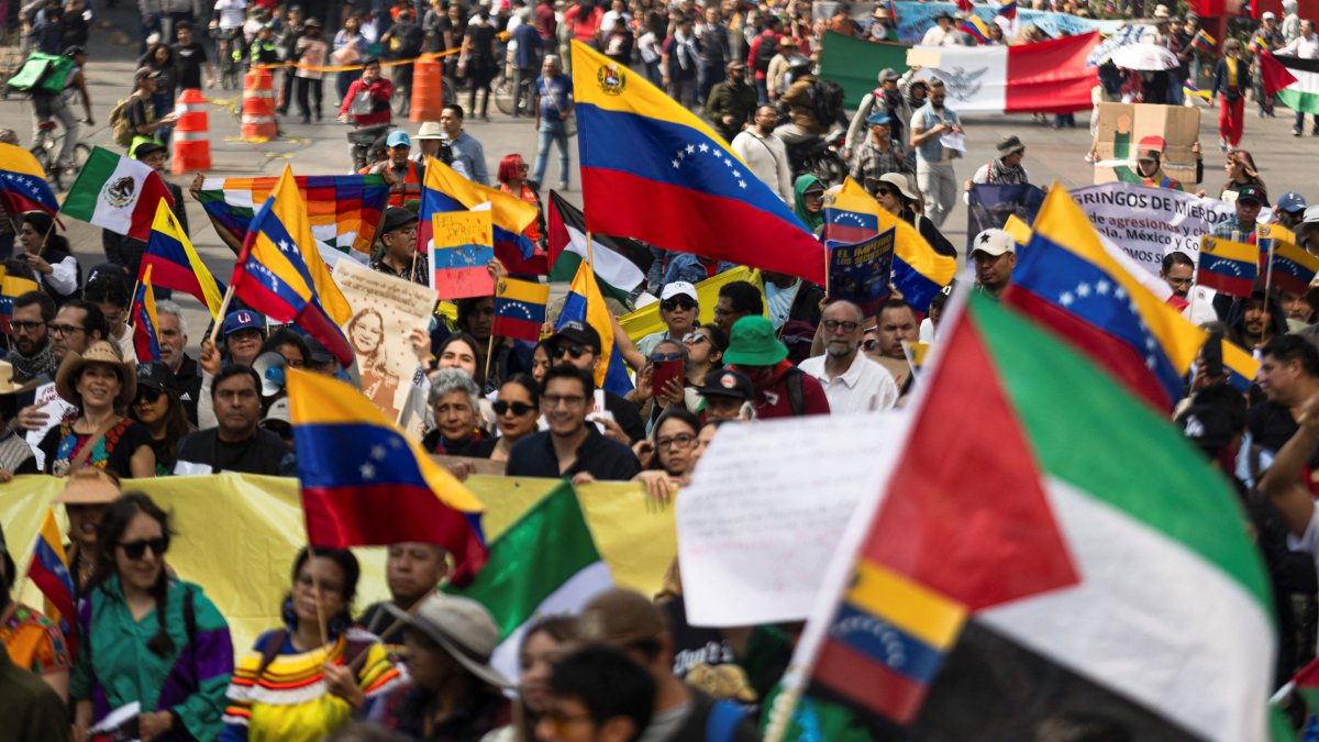 Demonstrators march against the U.S. strike on Venezuela and the capture of its president, Nicolas Maduro, and his wife, Cilia Flores, Mexico City, Mexico, Jan. 10, 2026. (Reuters Photo)