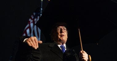 U.S. President Donald Trump speaks to the press before departing the White House, Washington, U.S., Jan. 9, 2026. (EPA Photo)