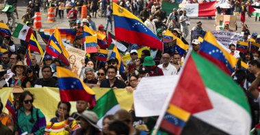 Demonstrators march against the U.S. strike on Venezuela and the capture of its president, Nicolas Maduro, and his wife, Cilia Flores, Mexico City, Mexico, Jan. 10, 2026. (Reuters Photo)