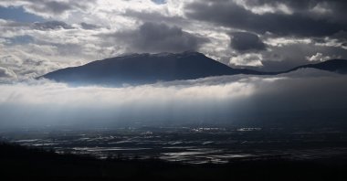 Fields are pictured after torrential rains, near the town of Rahovec, Kosovo, Jan. 7, 2026. (AFP Photo)