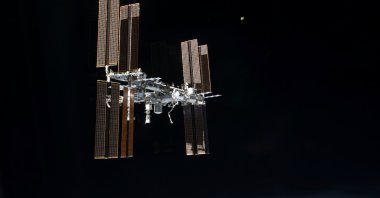 The International Space Station is seen from the space shuttle Atlantis after it left the orbiting complex, July 19, 2011. (AP Photo)