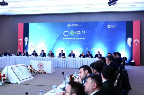 A view of the preparatory meeting for the COP31 summit chaired by Environment, Urban Planning and Climate Change Minister Murat Kurum, Antalya, Türkiye, Jan. 10, 2026. (DHA Photo)