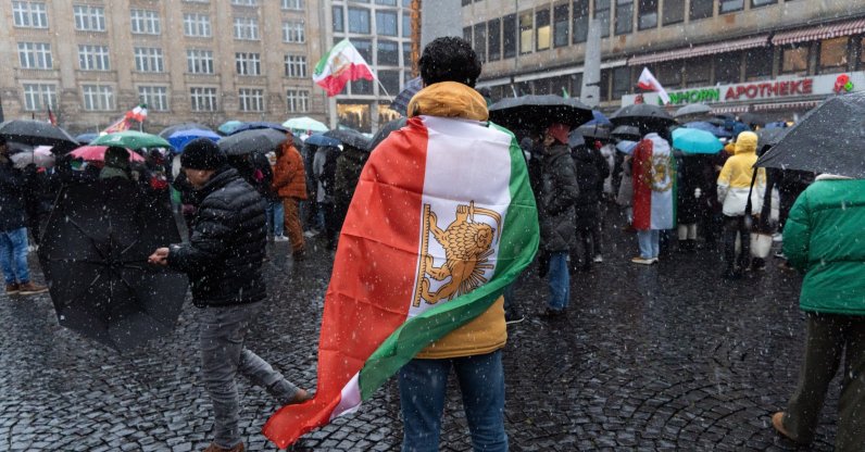 Demonstrators take part in a protest against the Iranian government in Frankfurt, Germany, Jan. 10, 2026. (EPA Photo)