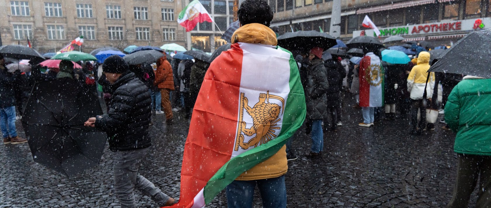 Demonstrators take part in a protest against the Iranian government in Frankfurt, Germany, Jan. 10, 2026. (EPA Photo)