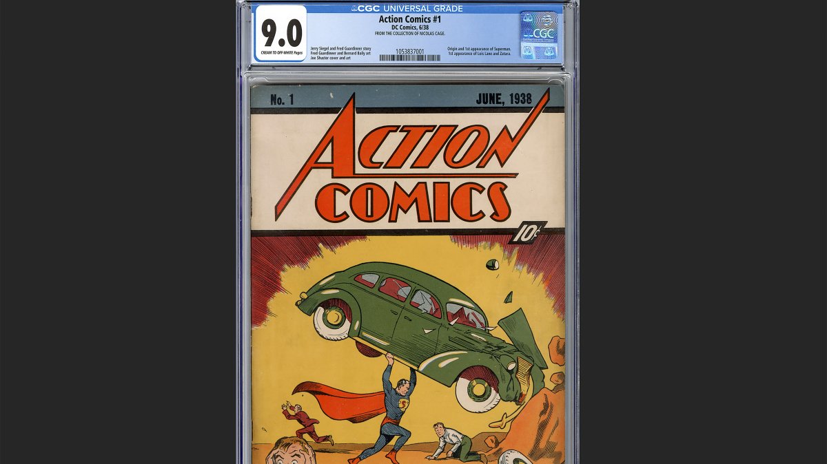 Action Comics #1, a copy of a rare comic book that introduced the world to Superman, was sold for a record $15 million, New York, U.S., Jan. 7, 2026. (AP Photo)