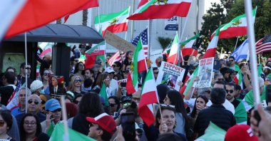 Activists take part in a "Free Iran” rally in Los Angeles, California, Jan. 11, 2026. (AFP Photo)