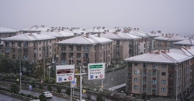 Buildings on the Asian side are covered by snowfall as the precipitation remains effective, Istanbul, Türkiye, Jan. 12, 2025. (AA Photo)