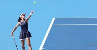 Türkiye's Zeynep Sönmez in action during the Australian Open qualifiers first round match against Czechia's Laura Samsonova at Melbourne Park, Melbourne, Türkiye, Jan. 11, 2025. (DHA Photo)