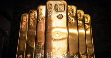 Gold bullion bars are pictured after being inspected and polished at the ABC Refinery in Sydney, Australia, Aug. 5, 2020. (AFP Photo)