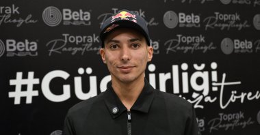 Turkish motorcyclist Toprak Razgatlıoğlu poses for a photo after a sponsorship signing ceremony, Adana, Türkiye, Jan. 9, 2026. (AA Photo)