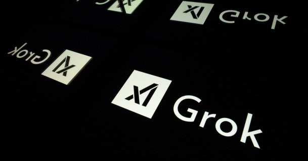 This photograph shows screens displaying the logo of Grok, a generative artificial intelligence chatbot developed by U.S. artificial intelligence company xAI, in Toulouse, southern France, Jan. 15, 2025. (AFP Photo)