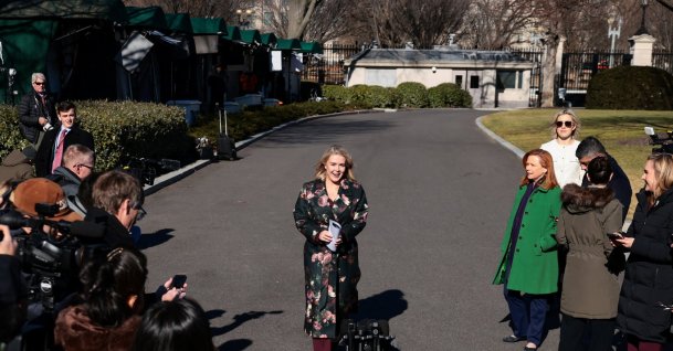 White House Press Secretary Karoline Leavitt arrives to speak to the members of the media outside the White House in Washington, D.C., U.S., Jan. 12, 2026. (Reuters Photo)