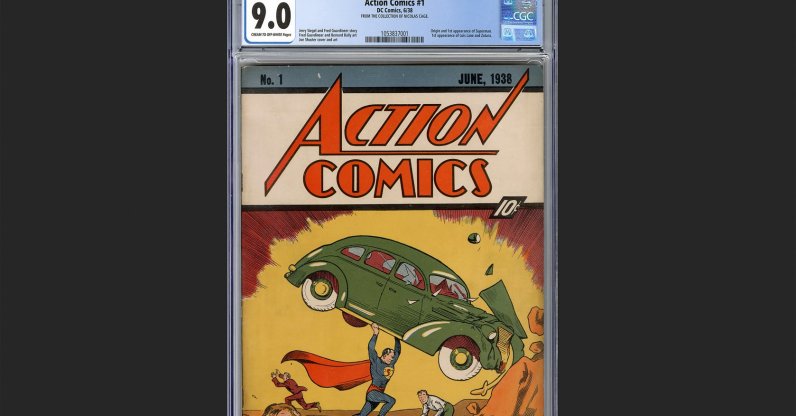 Action Comics #1, a copy of a rare comic book that introduced the world to Superman, was sold for a record $15 million, New York, U.S., Jan. 7, 2026. (AP Photo)