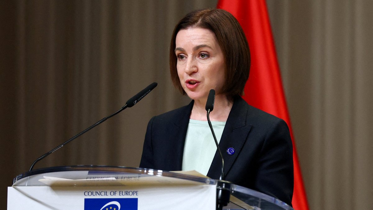 Moldovan President Maia Sandu speaks during a Council of Europe diplomatic conference in The Hague, Netherlands, Dec. 16, 2025. (Reuters Photo)