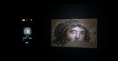 The "Gypsy Girl" mosaic at Zeugma Mosaic Museum, Gaziantep, southeastern Türkiye, Jan. 10, 2026. (AA Photo)