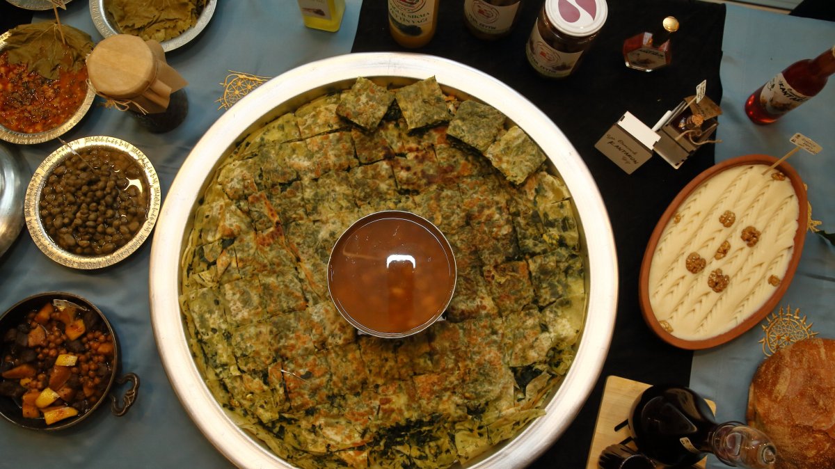 A table displaying traditional dishes from Çorum, central Türkiye, Jan. 13, 2026. (AA Photo)