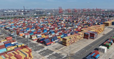 Shipping containers at the Shanghai Port container terminal, Shanghai, China, Jan. 8, 2026. (AFP Photo)