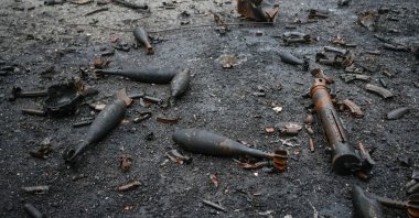 Remnants of munitions are seen following clashes between U.S.-backed YPG terrorists and Syrian government troops, in the Sheikh Maqsoud neighborhood of Aleppo, Syria, Jan. 11, 2026. (EPA Photo)