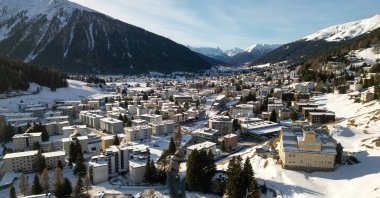 A drone view shows the town ahead of the annual meeting of the World Economic Forum (WEF), Davos, Switzerland, Dec. 9, 2025. (Reuters Photo)