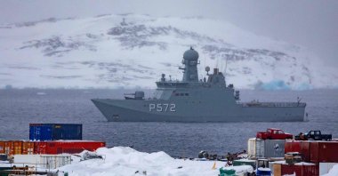 Danish navy vessel P572 Lauge Koch patrols the waters off the capital Nuuk, Greenland, March 8, 2025. (AFP Photo)