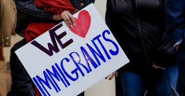 Supporters attend Democratic Georgia State Senator Kim Jackson's press conference to introduce state legislation requiring clear identification and unmasking of U.S. Immigration and Customs Enforcement (ICE) agents during a federal immigration crackdown in Atlanta, Georgia, U.S., Jan. 13, 2026. (EPA Photo)