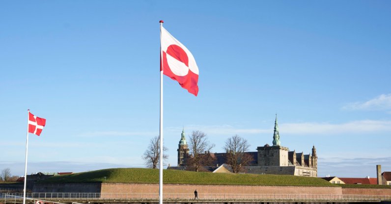 The flags of Greenland and Denmark wave at the Culture Harbor, Elsinore, Denmark, Jan. 14, 2026. (Reuters Photo)