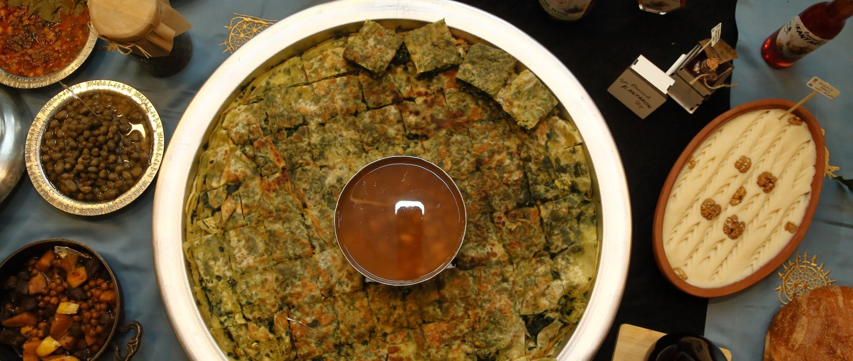 A table displaying traditional dishes from Çorum, central Türkiye, Jan. 13, 2026. (AA Photo)