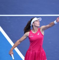 Türkiye's Zeynep Sönmez serves during the Australian Open qualifiers match against Russia’s Anastasia Gasanova, Melbourne, Australia, Jan. 15, 2026. (DHA Photo)