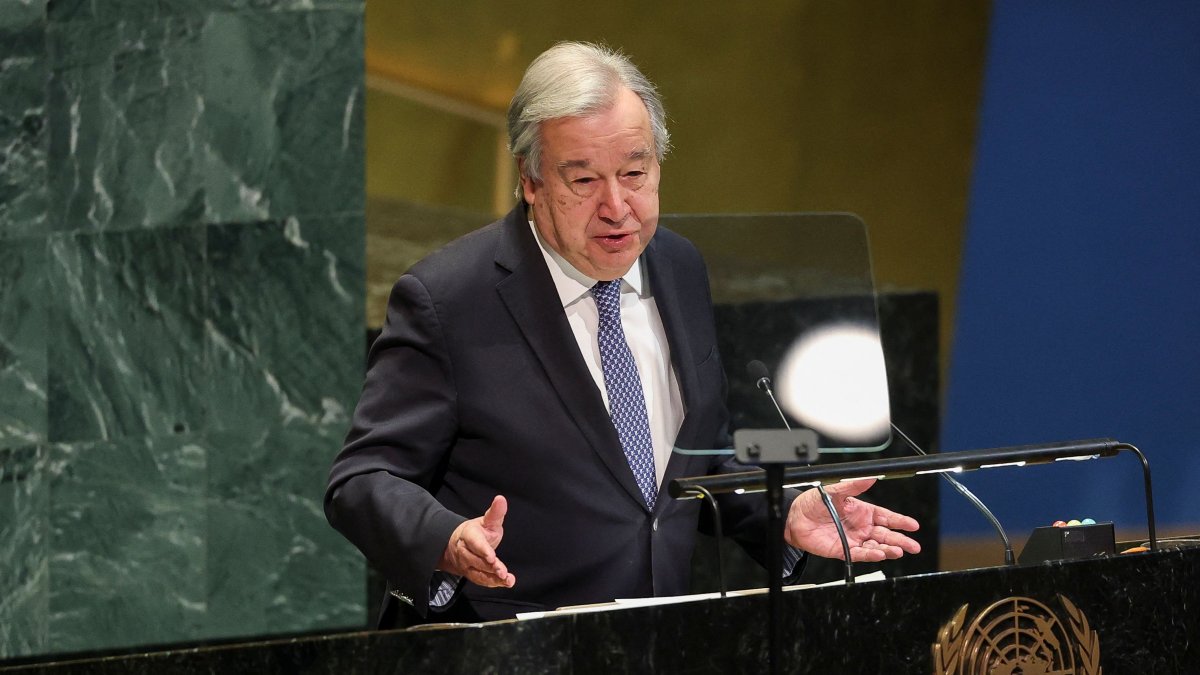 United Nations Secretary-General Antonio Guterres speaks on 2026 priorities to the U.N. General Assembly at U.N. Headquarters in New York City, Jan. 15, 2026. (AFP Photo)