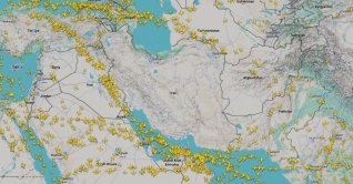This FlightRadar24.com screengrab shows empty airspace over Iran, during a temporary closure of the country's airspace, Jan. 14, 2026. (Reuters Photo)