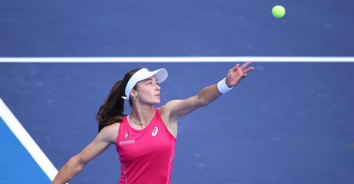 Türkiye's Zeynep Sönmez serves during the Australian Open qualifiers match against Russia’s Anastasia Gasanova, Melbourne, Australia, Jan. 15, 2026. (DHA Photo)