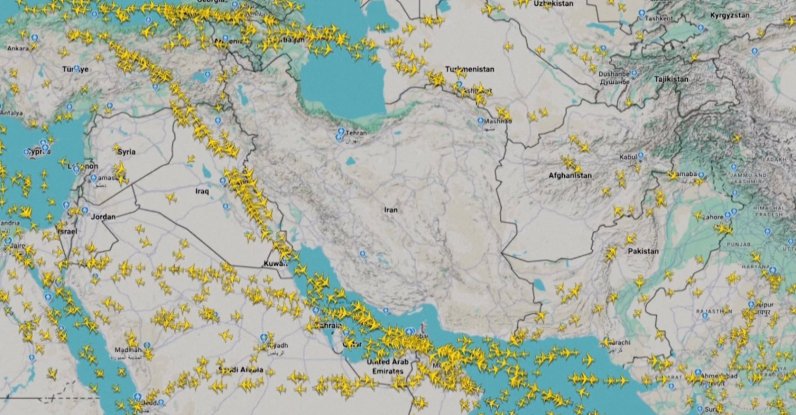 This FlightRadar24.com screengrab shows empty airspace over Iran, during a temporary closure of the country's airspace, Jan. 14, 2026. (Reuters Photo)