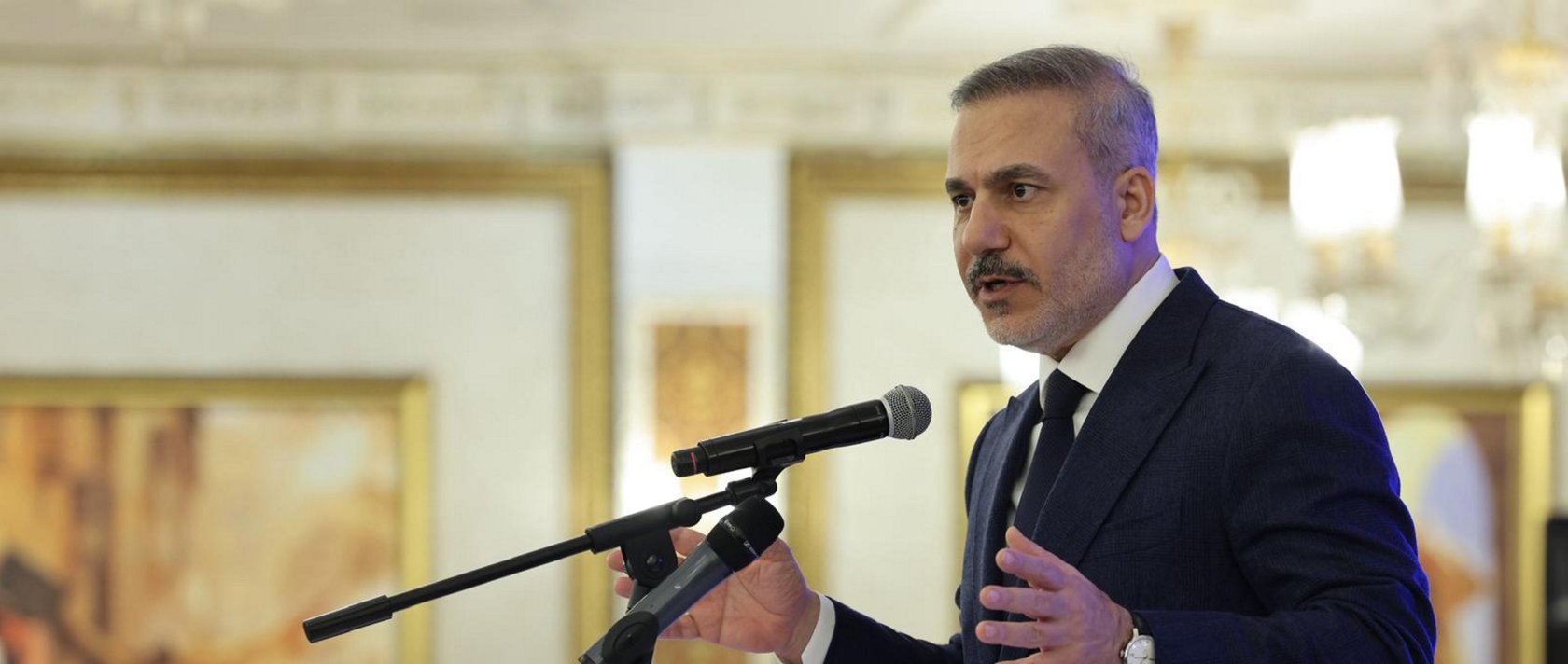 Foreign Minister Hakan Fidan speaks at an event in Istanbul, Jan. 10, 2026. (AA Photo)