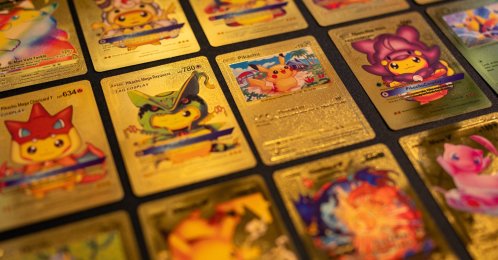 Pokemon Golden Cards, lay flat on a black background, London, U.K., Feb. 17, 2025. (Shutterstock Photo)