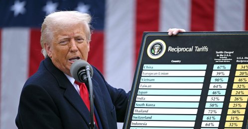 U.S. President Donald Trump holds a chart as he delivers remarks on reciprocal tariffs during an event in the Rose Garden entitled "Make America Wealthy Again" at the White House in Washington, D.C., April 2, 2025. (AFP File Photo)