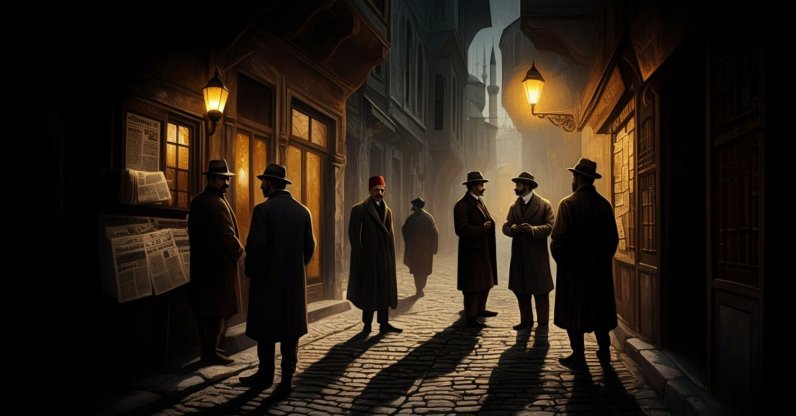 An artistic and symbolic illustration inspired by the novel "Hüküm Gecesi" by Yakup Kadri Karaosmanoğlu, depicting the tense political atmosphere of 1908-1911 Istanbul. (Shutterstock Photo)