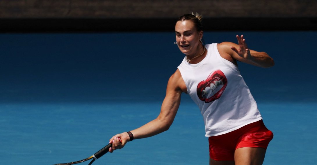 Belarus' Aryna Sabalenka during Australian Open practice at Melbourne Park, Melbourne, Australia, Jan. 16, 2026. (Reuters Photo)
