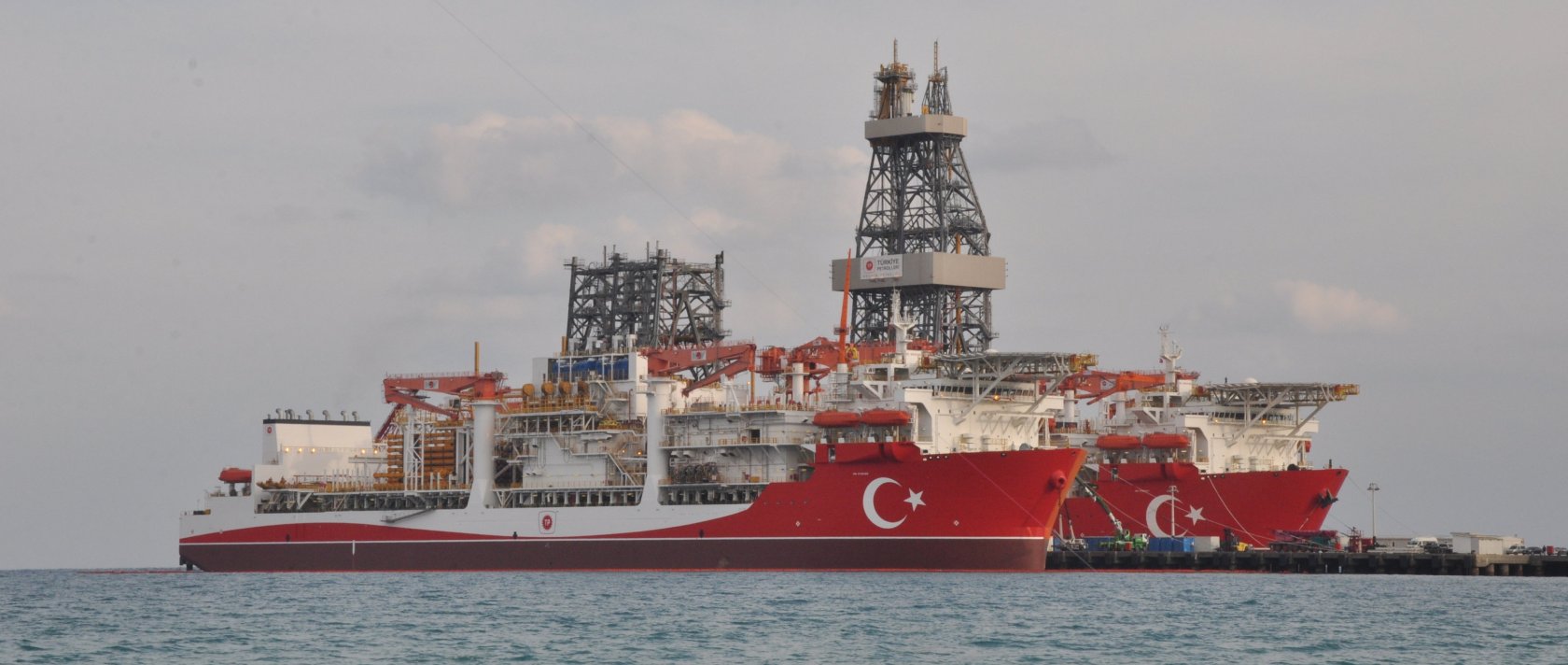 Türkiye's newly acquired ultra-deepwater drilling ships are docked off Mersin province, southern Türkiye, Jan. 4, 2026. (AA Photo)