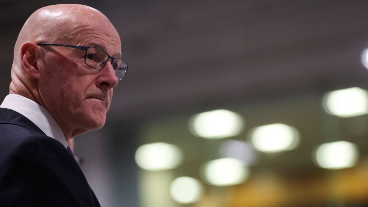 Scotland’s First Minister John Swinney waits for the result of the election count in Perth, Scotland, U.K, July 5, 2024. (Reuters Photo)