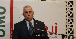 Turkish Cypriot Minister of Economy and Energy Olgun Amcaoğlu speaks at an event Rize, northern Türkiye, Jan. 14, 2026. (AA Photo)