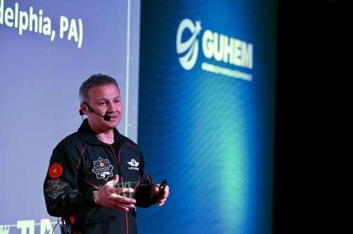 Türkiye's first astronaut, Alper Gezeravcı, speaks during an event, Bursa, northwestern Türkiye, Jan. 6, 2025. (AA Photo)