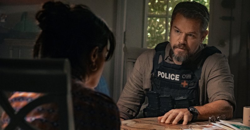This image released by Netflix shows Matt Damon in a scene from "The Rip." (AP Photo)