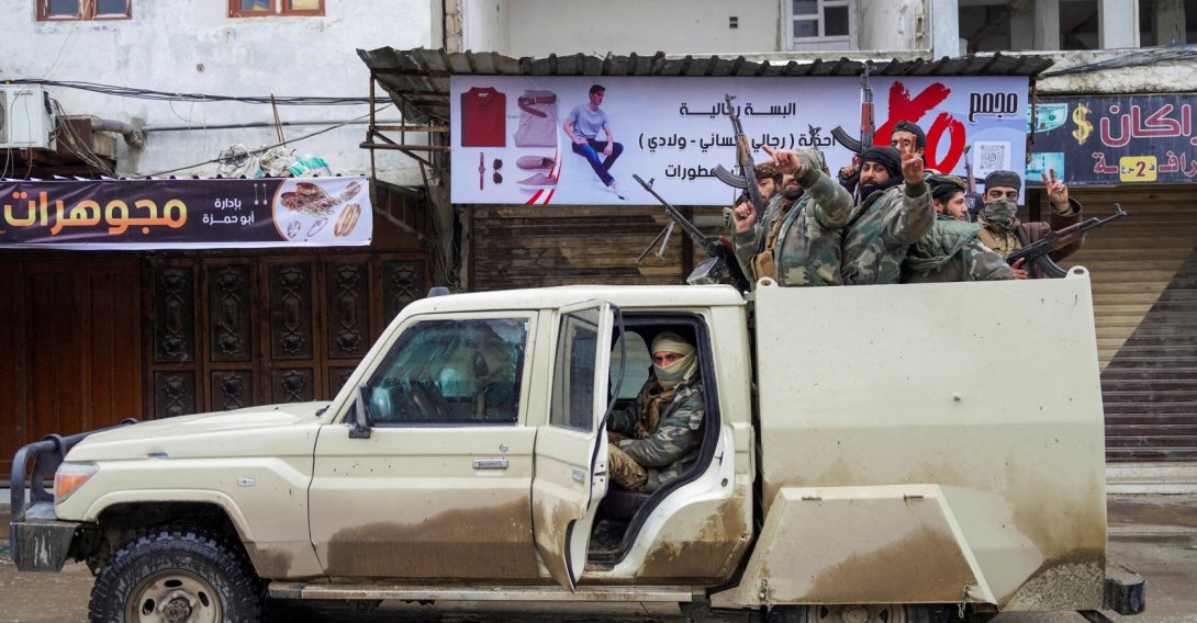 Syrian army personnel travel in a military vehicle deployed inside the city of Tabqa, Syria, Jan. 18, 2026. (Reuters Photo)