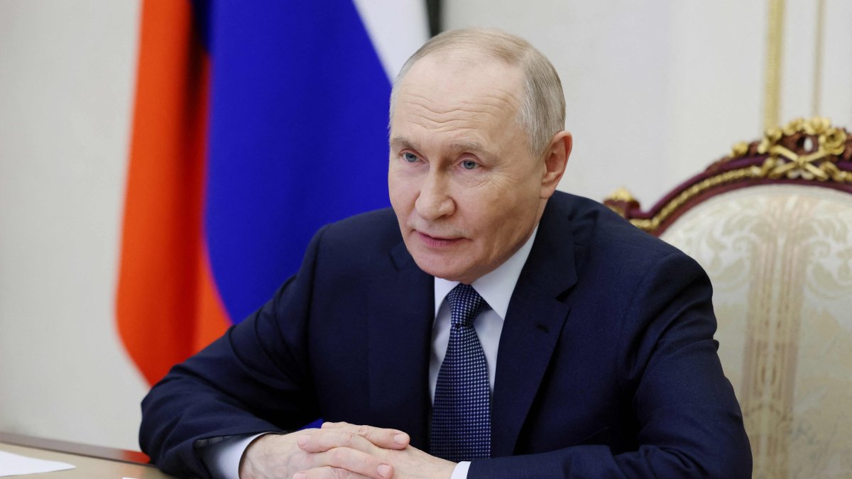 Russia's President Vladimir Putin chairs a Security Council meeting via videolink, Moscow, Russia, Jan. 19, 2026. (AFP Photo)