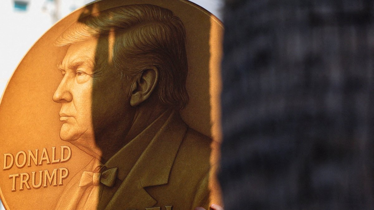 A protester holds a sign with an image depicting U.S. President Donald Trump and the words "Nobel" written on it, as supporters and family members of hostages demonstrate to demand the immediate end of the war and the release of all hostages, outside the U.S. Consulate in Tel Aviv, Israel, Sept. 2, 2025. (Reuters File Photo)