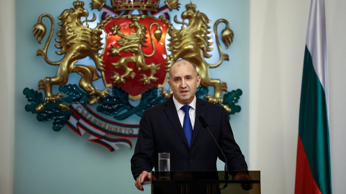 Bulgarian President Rumen Radev delivers an address to the nation at the Presidency, Sofia, Bulgaria, Jan. 19, 2026. (Reuters Photo)