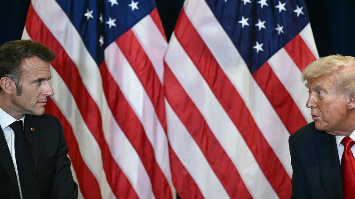 U.S. President Donald Trump holds a bilateral meeting with France's President Emmanuel Macron (L) on the sidelines of the United Nations General Assembly in New York City, U.S., Sept. 23, 2025. (AFP Photo)