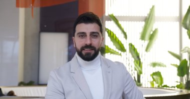 Palestinian director and actor Sweilem Sweilem poses for a photo during an interview, Istanbul, Türkiye, Jan. 12, 2026. (AA Photo)