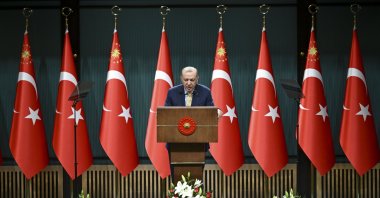 President Recep Tayyip Erdoğan speaks to reporters after a Cabinet meeting in the capital Ankara, Jan. 19, 2026. (AA Photo)