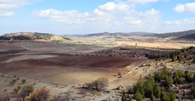 Aerial view of the area where researchers are surveying the Ice Age period in Gaziantep, in this photo released on Jan. 19, 2026. (AA Photo)